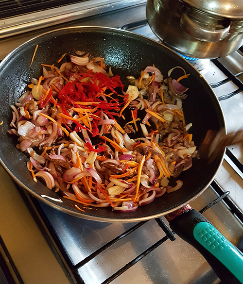 Making japchae is quite easy.